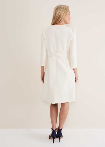 Phase Eight Venita Bow Long Jackets White Canada | LDAHZN-275